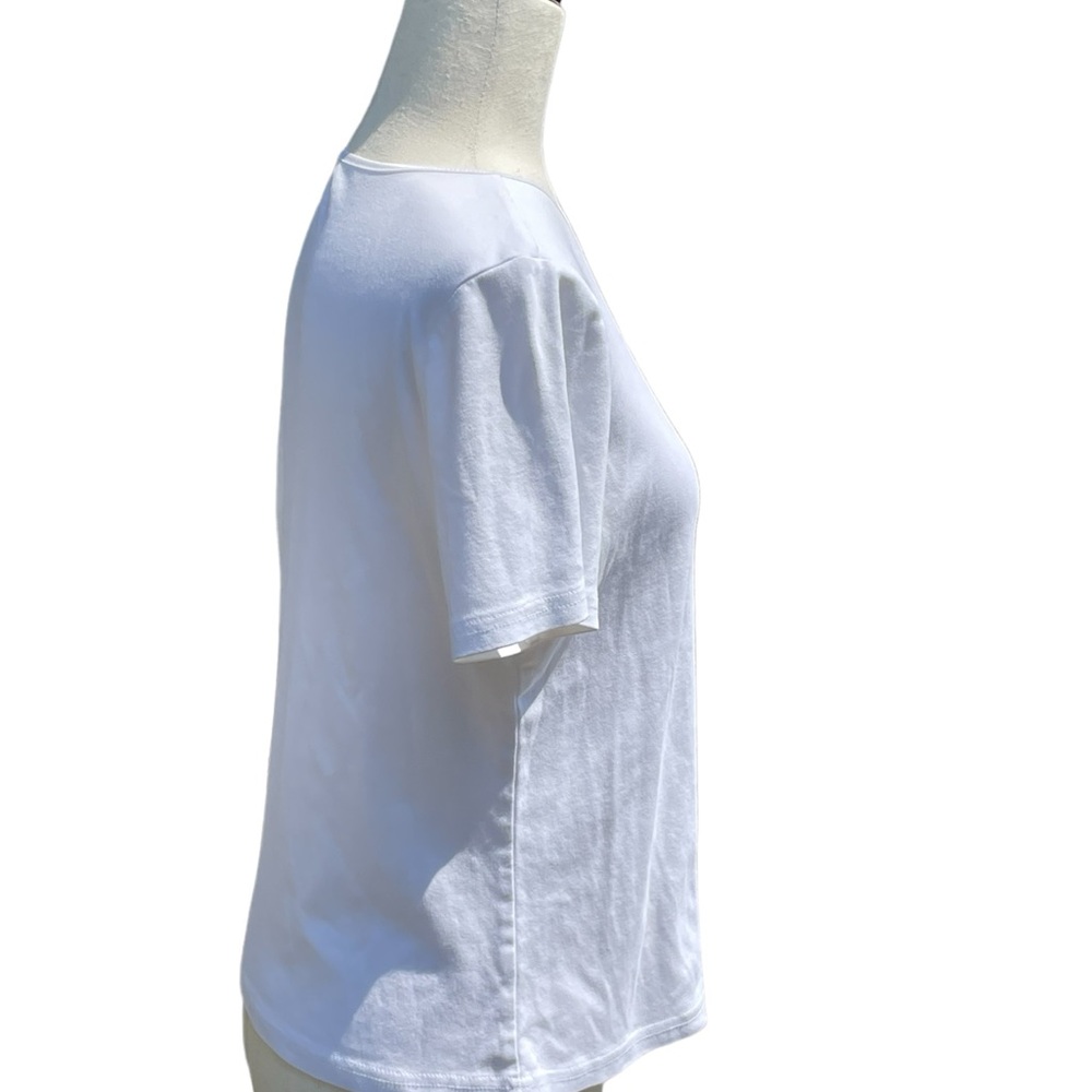 Christopher & Banks 100% cotton white classic tee with elevated neckline M - Picture 9 of 16